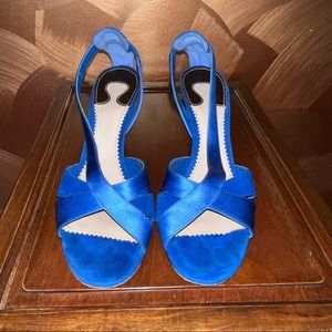 Chloe electric blue suede and satin heels. Size 9.5